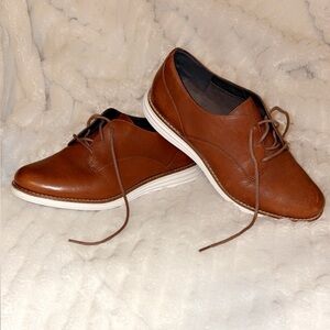 Cole Haan Tan Leather Oxfords with White Soles
